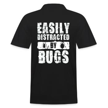 Easily distracted by insect motif - Men's Polo Shirt - black - Back - Kai (181cm)