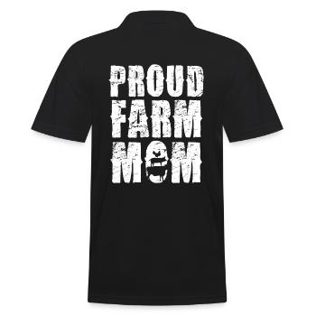 Stolze Farm Mama Statement - Männer Poloshirt - Schwarz - Hinten - Kai (181cm)