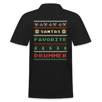Christmas Drummer Style - Men's Polo Shirt - black - Back - Kai (181cm)