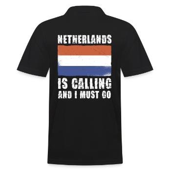 Netherlands Is Calling And I Must Go - Männer Poloshirt - Schwarz - Hinten - Kai (181cm)