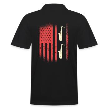 Saxophone Vintage USA Flag Music - Polo Homme - noir - Dos - Kai (181cm)