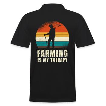 Farming Is My Therapy Retro Landwirt - Männer Poloshirt - Schwarz - Hinten - Kai (181cm)
