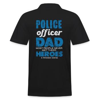 Polizeibeamter Papa Meine Helden - Männer Poloshirt - Schwarz - Hinten - Kai (181cm)