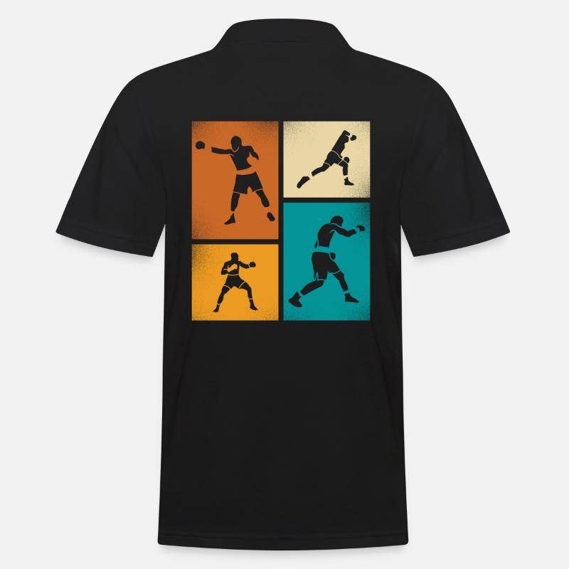 Retro Boxen Silhouette Kunst - Männer Poloshirt - Schwarz