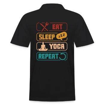 Eat Sleep Yoga Repeat Relaxation - Men's Polo Shirt - black - Back - Kai (181cm)