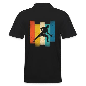 Tischtennis-Spieler Retro Stil - Männer Poloshirt - Schwarz - Hinten - Kai (181cm)