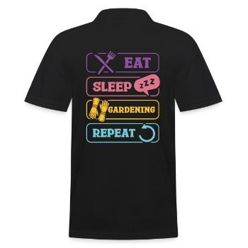 Manger Dormir Jardinage Répéter Plus drôle - Polo Homme - noir - Dos - Kai (181cm)