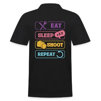 Eat Sleep Shoot Repeat Kamera Motiv - Männer Poloshirt - Schwarz - Hinten - Kai (181cm)