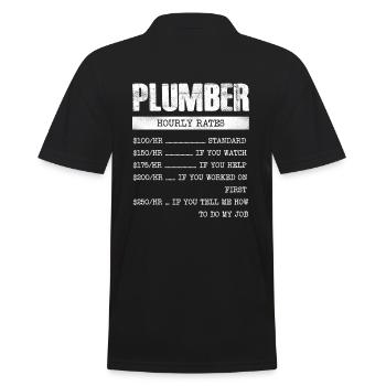 Plombier Prix horaires Devis humoristique - Polo Homme - noir - Dos - Kai (181cm)