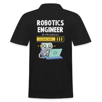 Robotics Engineer In Progress Bitte Warten - Männer Poloshirt - Schwarz - Hinten - Kai (181cm)