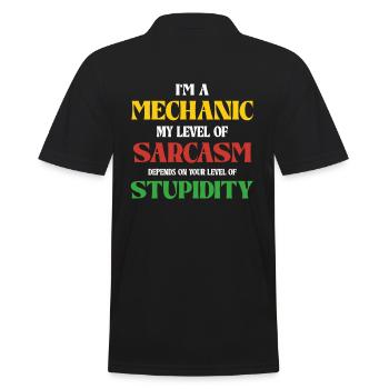 Mécanique Sarcasme Stupidité Humour Dire - Polo Homme - noir - Dos - Kai (181cm)