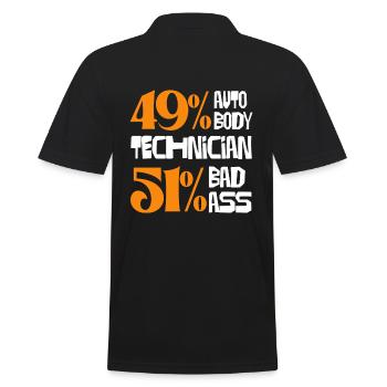 49% Car Mechanic 51% Bad Ass Humor - Men's Polo Shirt - black - Back - Kai (181cm)