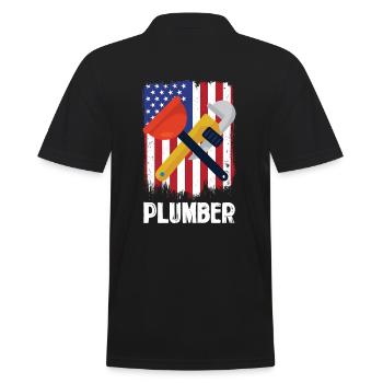 Outils de plombier devant le drapeau américain - Polo Homme - noir - Dos - Kai (181cm)