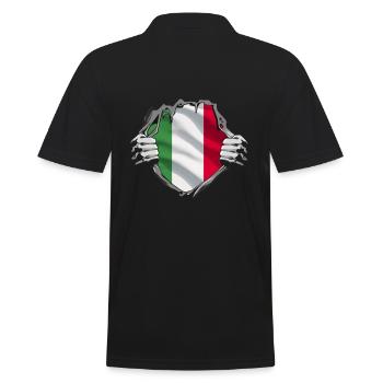 Italian flag in heart-tearing motif - Men's Polo Shirt - black - Back - Kai (181cm)