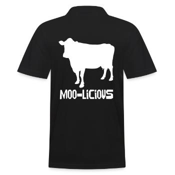 Moo-Licious Kuh Silhouette Spaß - Männer Poloshirt - Schwarz - Hinten - Kai (181cm)
