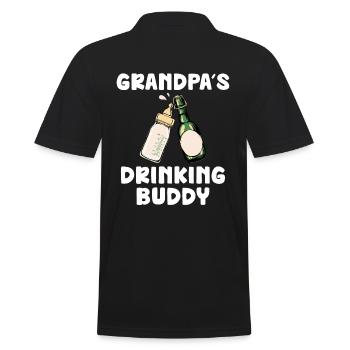 Grandpa's Drinking Buddy Funny Motif - Men's Polo Shirt - black - Back - Kai (181cm)