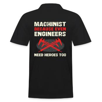 Machinist because engineers also need heroes - Men's Polo Shirt - black - Back - Kai (181cm)