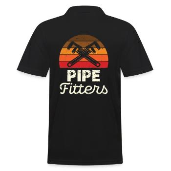 Pipe Fitters Retro Stil Grafik - Männer Poloshirt - Schwarz - Hinten - Kai (181cm)