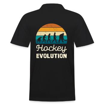 Hockey Evolution Retro Illustration - Männer Poloshirt - Schwarz - Hinten - Kai (181cm)