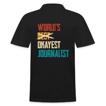 World's Okayest Journalist Humorous Saying - Men's Polo Shirt - black - Back - Kai (181cm)