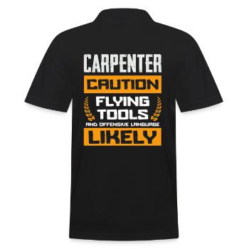 Beware of carpenter flying tools and - Men's Polo Shirt - black - Back - Kai (181cm)