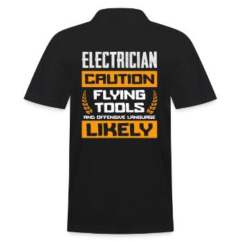 Electricians Beware of Flying Tools and Rough - Men's Polo Shirt - black - Back - Kai (181cm)