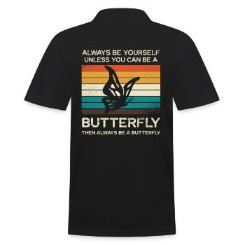 Sei Immer Du Selbst Schmetterling - Männer Poloshirt - Schwarz - Hinten - Kai (181cm)