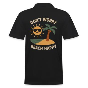 No worries, beach and be happy - Men's Polo Shirt - black - Back - Kai (181cm)