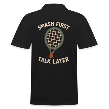 Erst smashen, dann reden - Männer Poloshirt - Schwarz - Hinten - Kai (181cm)