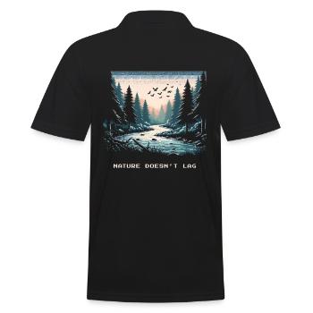 Nature Doesn't Lag Bushcraft Saying - Men's Polo Shirt - black - Back - Kai (181cm)