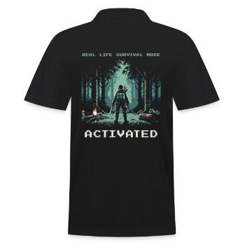 Real Life Survival Mode Activated Spruch - Männer Poloshirt - Schwarz - Hinten - Kai (181cm)