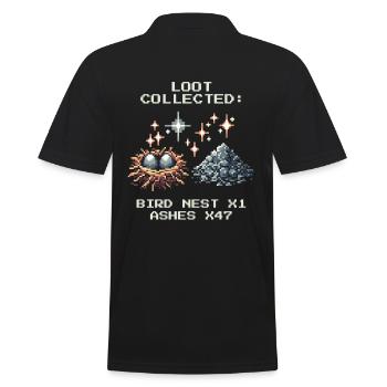 Schornsteinfeger Loot Vogelnest Asche Pixel Art - Männer Poloshirt - Schwarz - Hinten - Kai (181cm)
