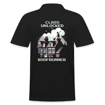 Chimney Sweep Roof Runner Class Retro Pixel Art - Men's Polo Shirt - black - Back - Kai (181cm)