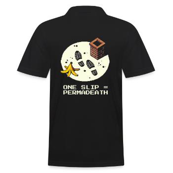 Schornsteinfeger Dach Absturz Permadeath Pixel - Männer Poloshirt - Schwarz - Hinten - Kai (181cm)