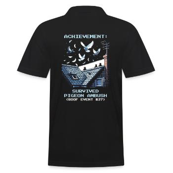 Schornsteinfeger Dach Tauben Angriff Retro Pixel - Männer Poloshirt - Schwarz - Hinten - Kai (181cm)