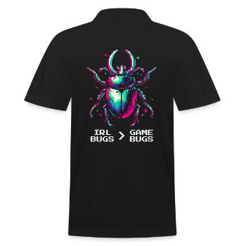 Insects Nature Love Retro Pixel Art Gaming - Men's Polo Shirt - black - Back - Kai (181cm)