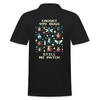 Bug Humor Retro Pixel Art Gaming Nerd Insects - Men's Polo Shirt - black - Back - Kai (181cm)