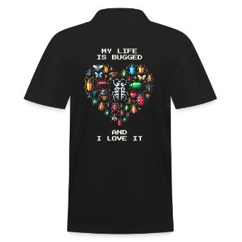 Insects Humor Pixel Retro Entomology Gaming - Men's Polo Shirt - black - Back - Kai (181cm)
