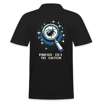 Catch Action Button Gaming Retro Pixel Entomology - Men's Polo Shirt - black - Back - Kai (181cm)