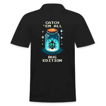 Insects Collecting Hunting Retro Pixel Art Gaming - Men's Polo Shirt - black - Back - Kai (181cm)