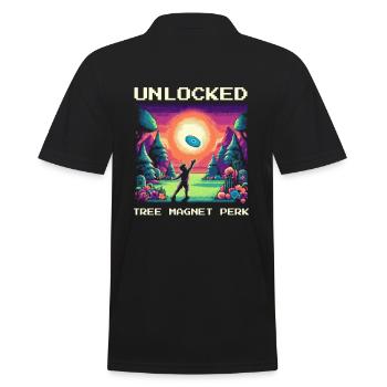 Tree Magnet | Disc Golf Tree OB Disc Pitch - Men's Polo Shirt - black - Back - Kai (181cm)