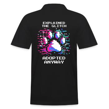Adopted despite glitch | Animal shelter animal love - Men's Polo Shirt - black - Back - Kai (181cm)