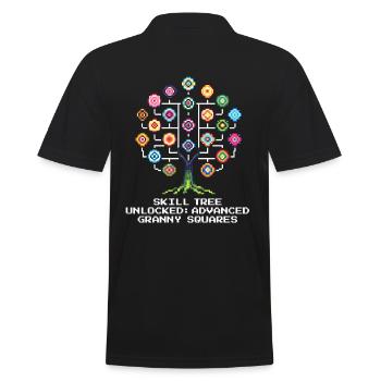 Skill Tree: Granny Squares | Häkeln - Männer Poloshirt - Schwarz - Hinten - Kai (181cm)