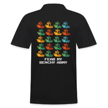 Benchy Armee | 3D-Druck Testmodell Kalibrierung - Männer Poloshirt - Schwarz - Hinten - Kai (181cm)