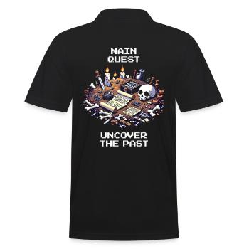 Main Quest Past | Archaeology History - Men's Polo Shirt - black - Back - Kai (181cm)