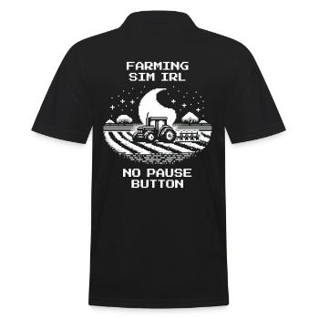 IRL Farming | Without pause & without save point - Men's Polo Shirt - black - Back - Kai (181cm)