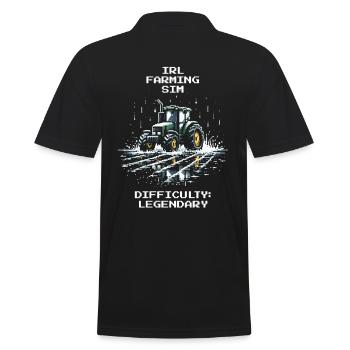 IRL Farming | Difficulty: Legendary - Men's Polo Shirt - black - Back - Kai (181cm)