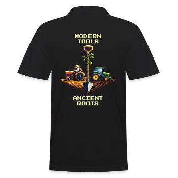 Hightech & Hoftradition | Moderne Landwirtschaft - Männer Poloshirt - Schwarz - Hinten - Kai (181cm)