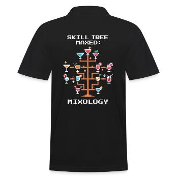 Mixologie: Skilltree Maxed | Barkeeper LvL 99 - Männer Poloshirt - Schwarz - Hinten - Kai (181cm)