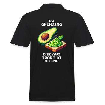 XP Grind | Avo Toast Level Up im Retro-Style - Männer Poloshirt - Schwarz - Hinten - Kai (181cm)